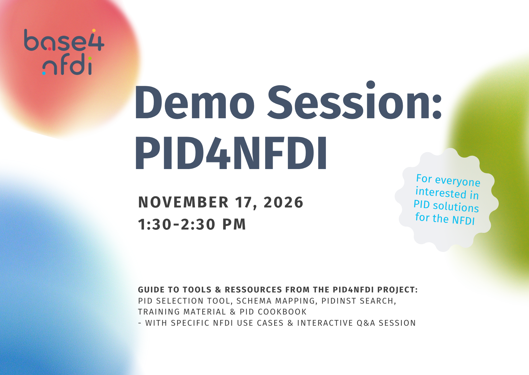 Demo Session Postcard PID4NFDI